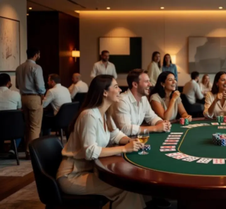 Elegantní pokerový stůl v akci na společenském eventu Vltavora