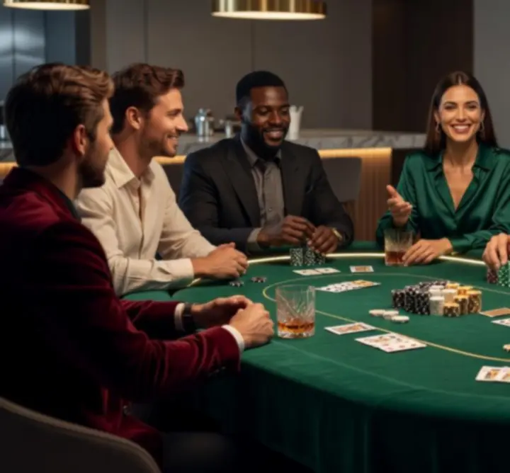 Elegantní pokerový stůl připravený pro společenskou zábavu