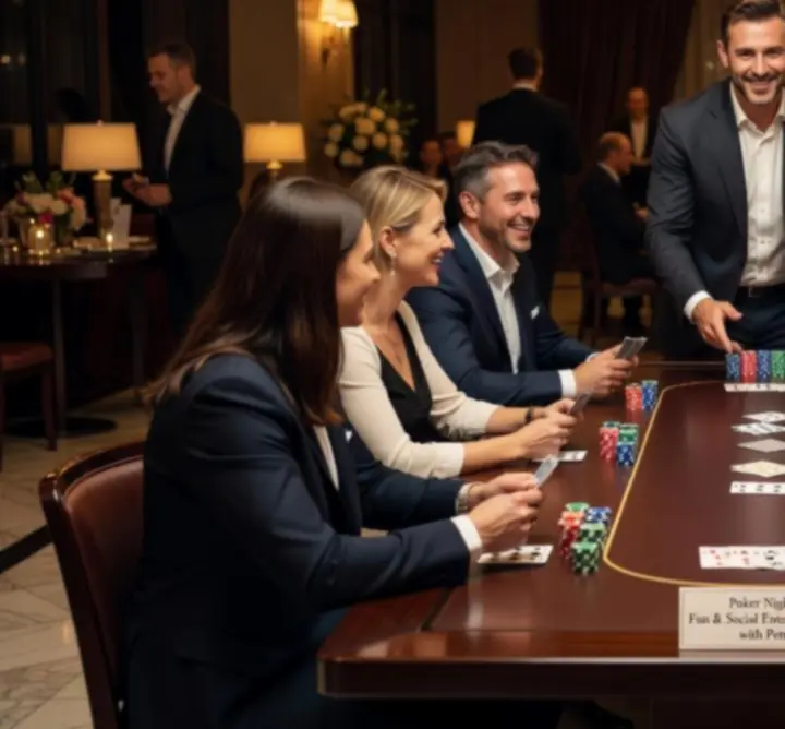 Specialista na poker Petr vysvětluje společenskou formu pokeru hostům