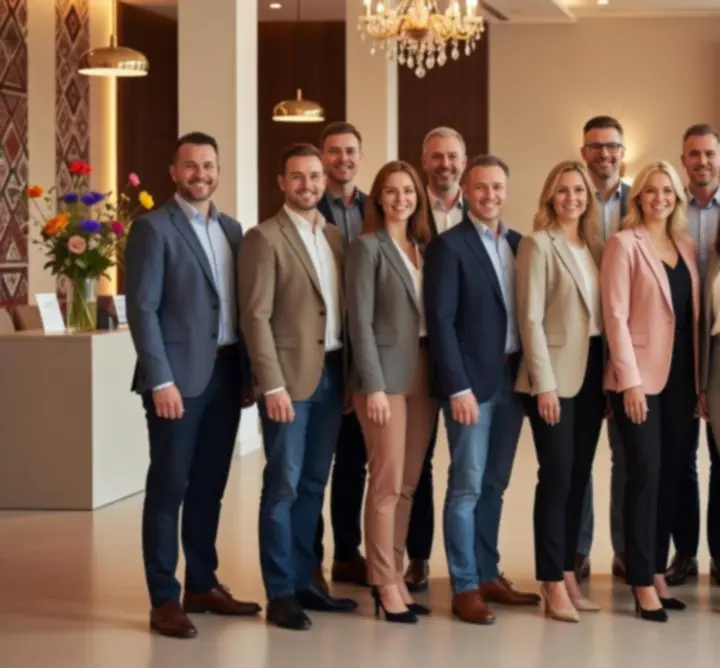 Tým Vltavora společně na moderním eventu v elegantním prostředí